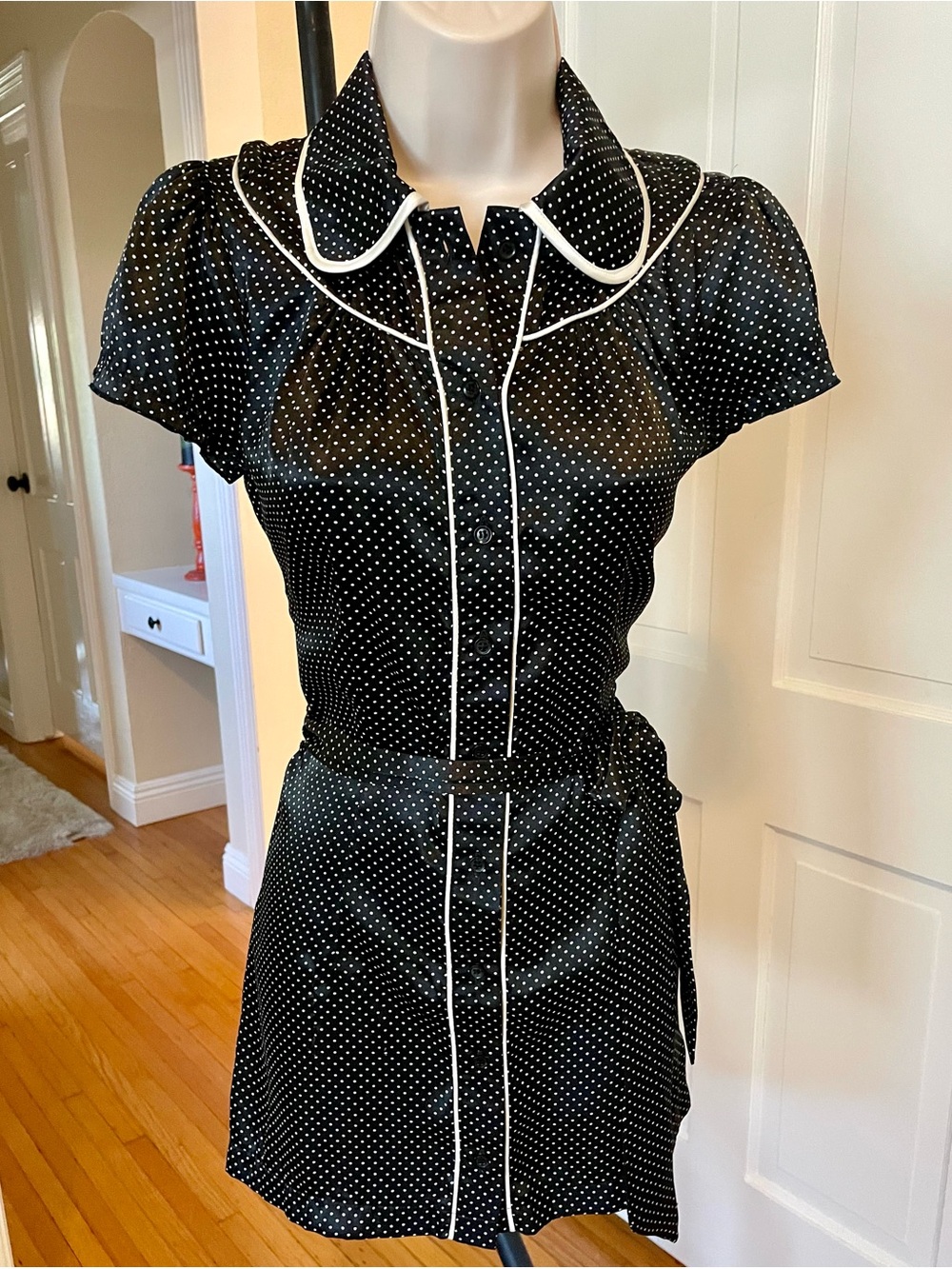 Threads Black & White Polka Dot Rockabilly Mini Dress XS